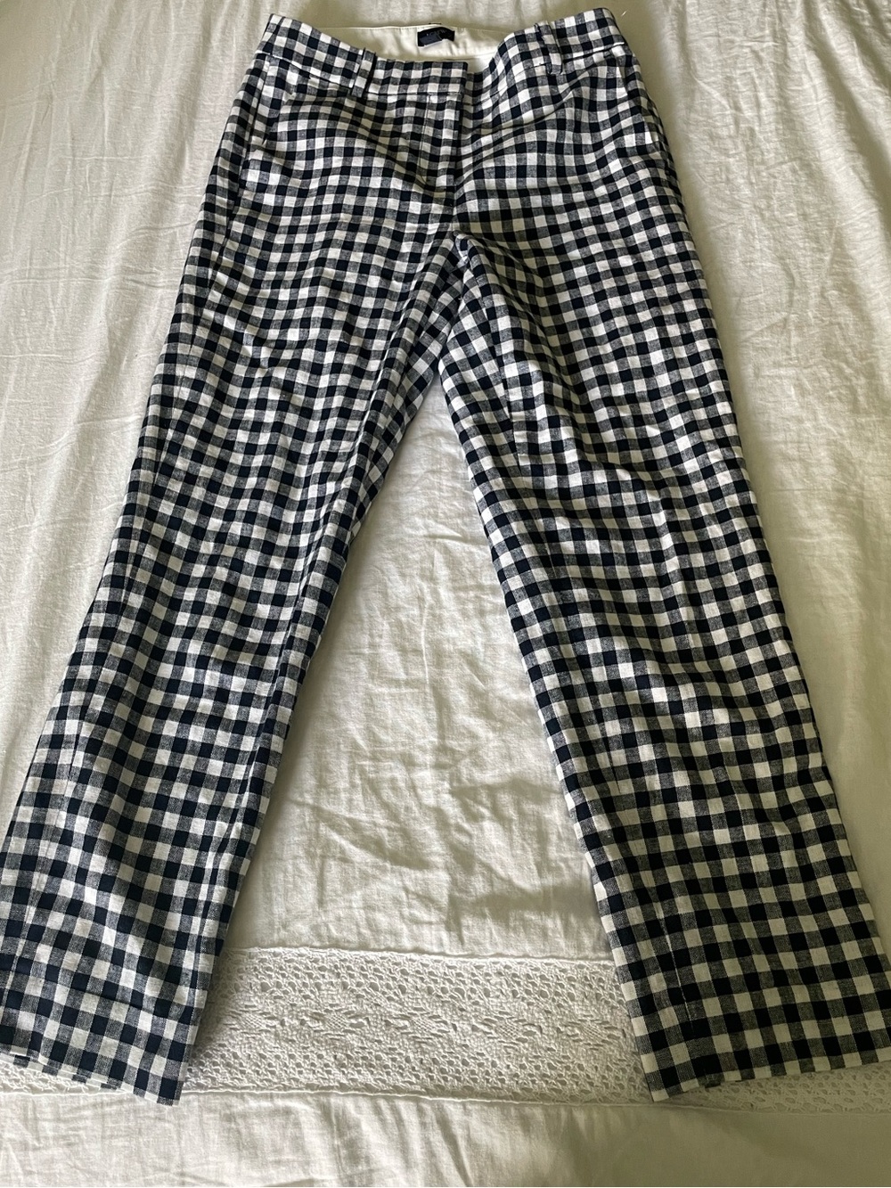 J. Crew Linen Blend Gingham Pants | Size 0